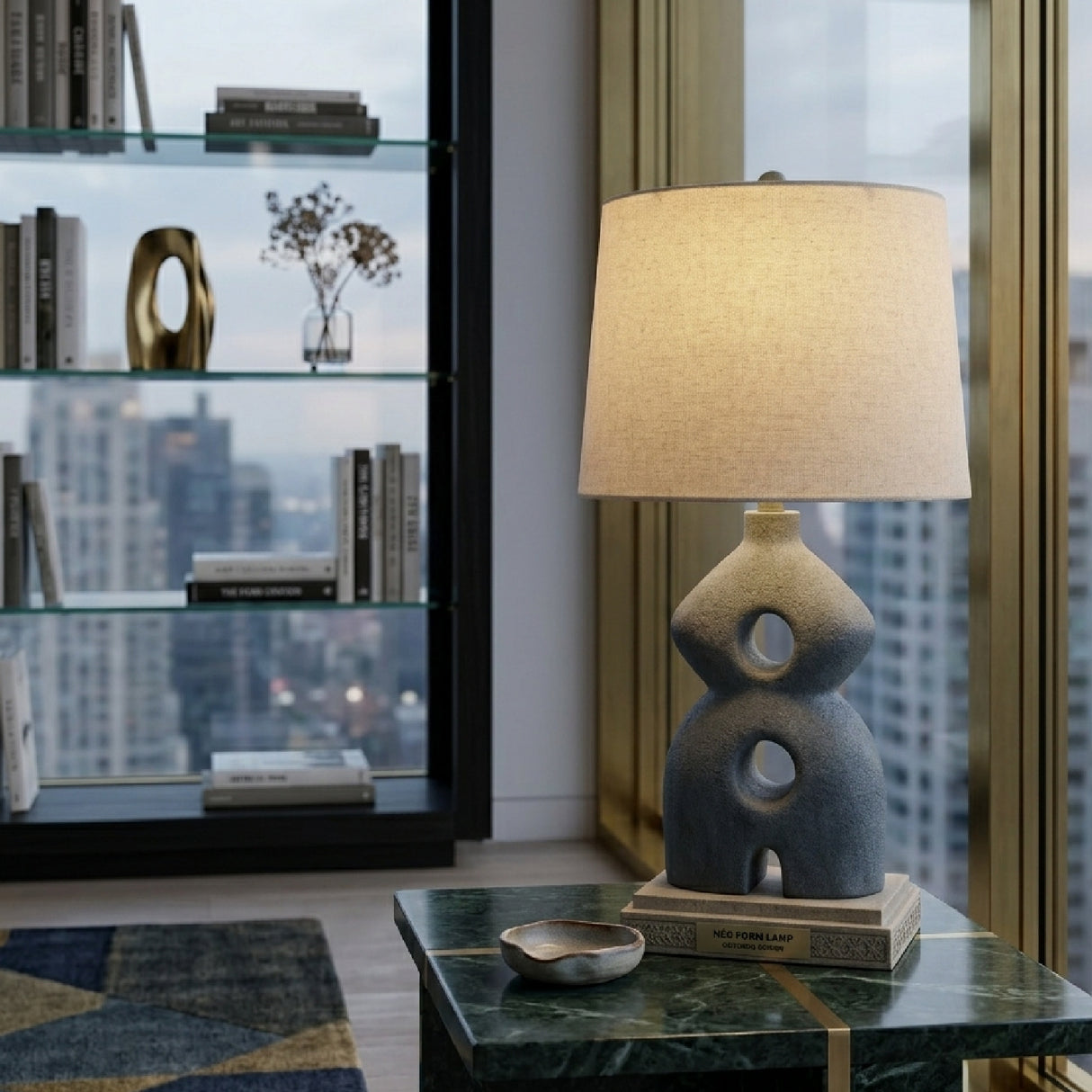 Modern European furniture - Black Sculptured Base Table Lamp - www.oroa.com | Oroa.com