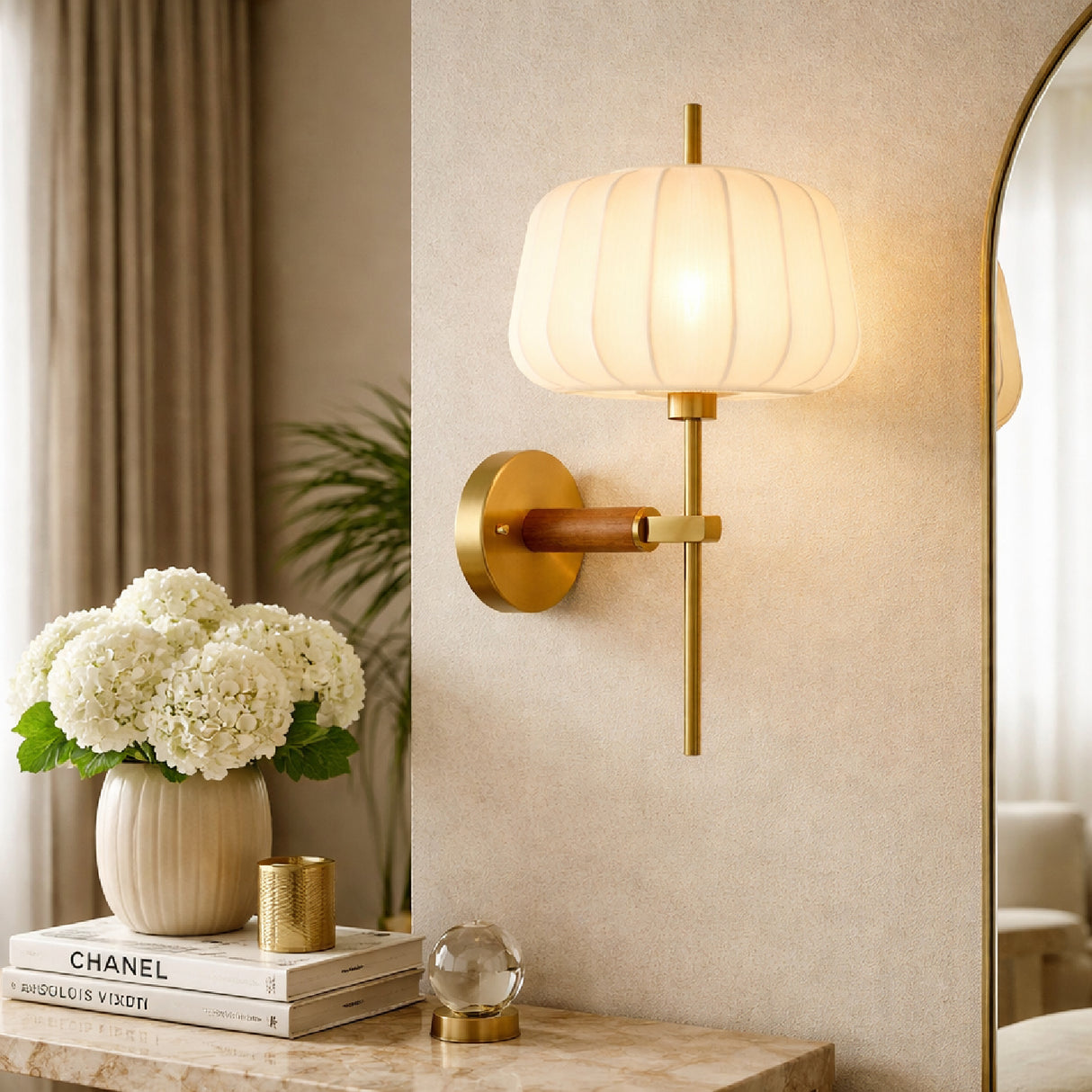 Modern European furniture - White Cotton Accent Wall Lamp - www.oroa.com | Oroa.com