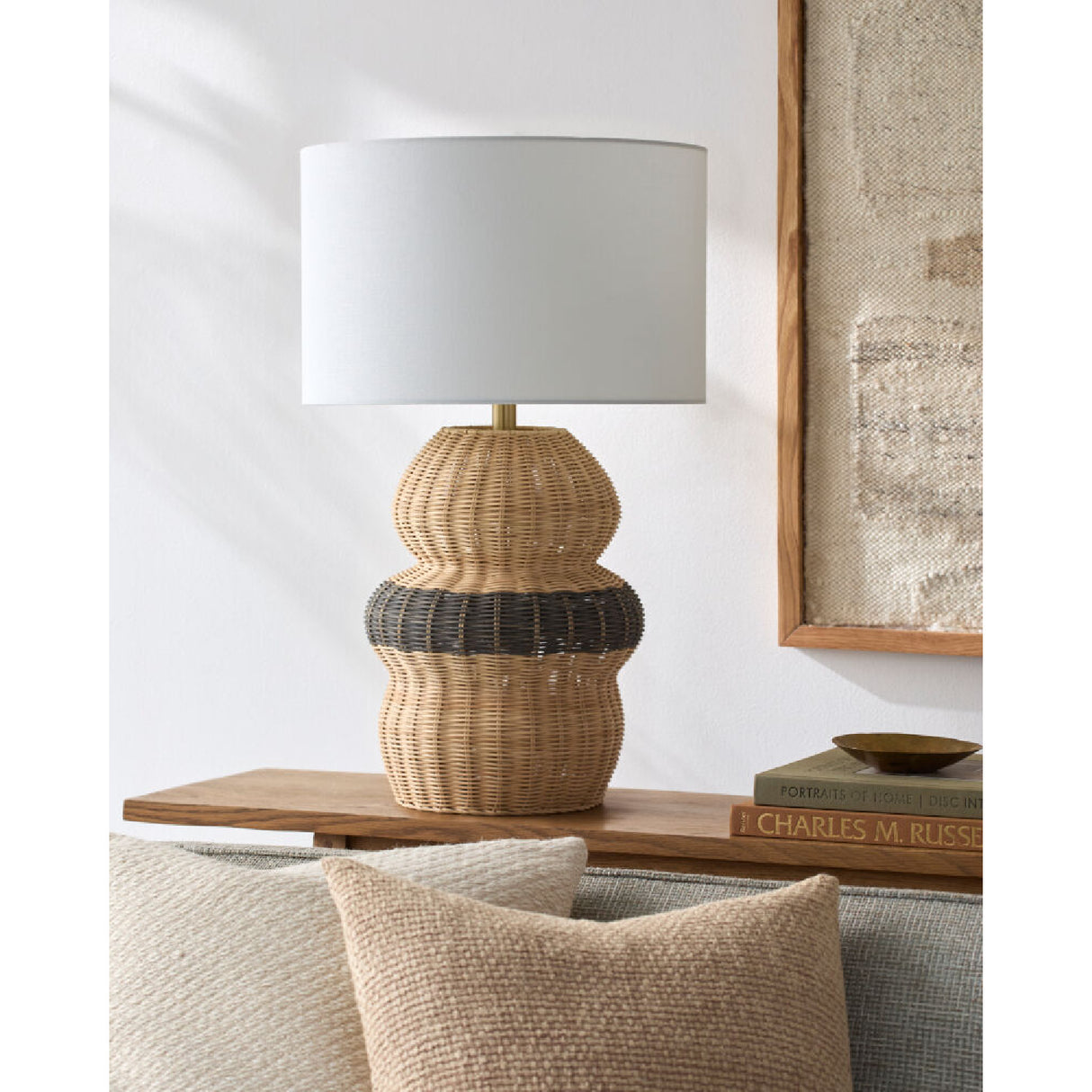 Modern European furniture - Wavy Rattan Base Table Lamp - www.oroa.com | Oroa.com