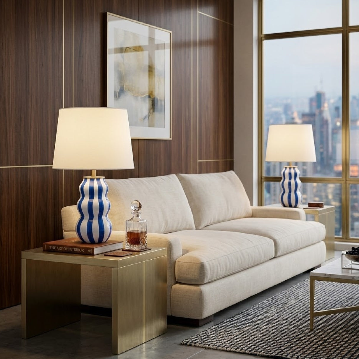 Modern European furniture - Wavy Stripes Ceramic Table Lamps (2) - www.oroa.com | Oroa.com