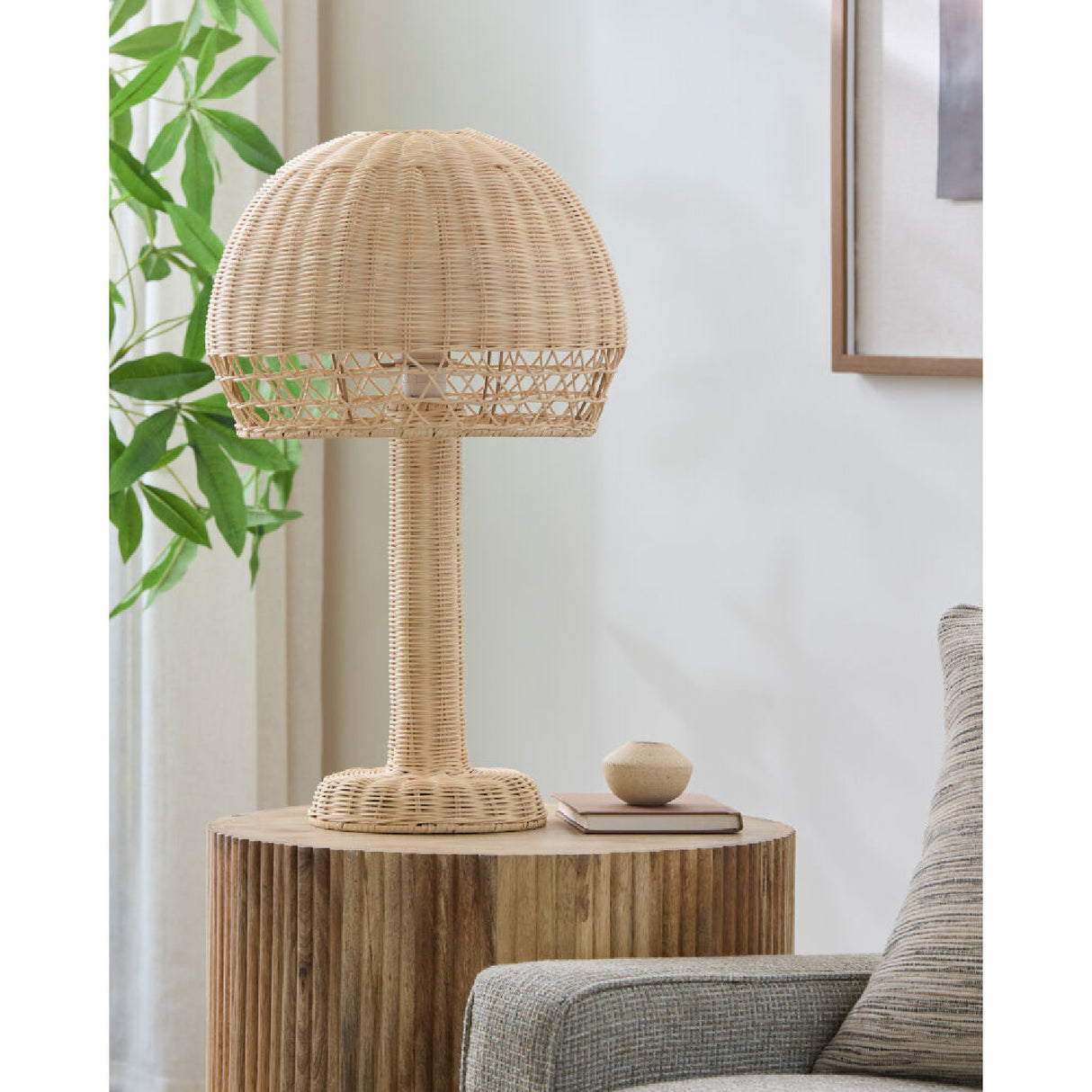 Modern European furniture - Dome Natural Rattan Table Lamp - www.oroa.com | Oroa.com