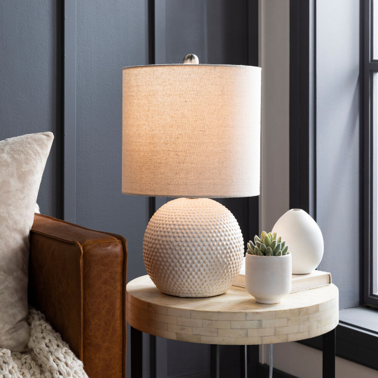Modern European furniture - Glazed Beige Ceramic Table Lamp - www.oroa.com | Oroa.com