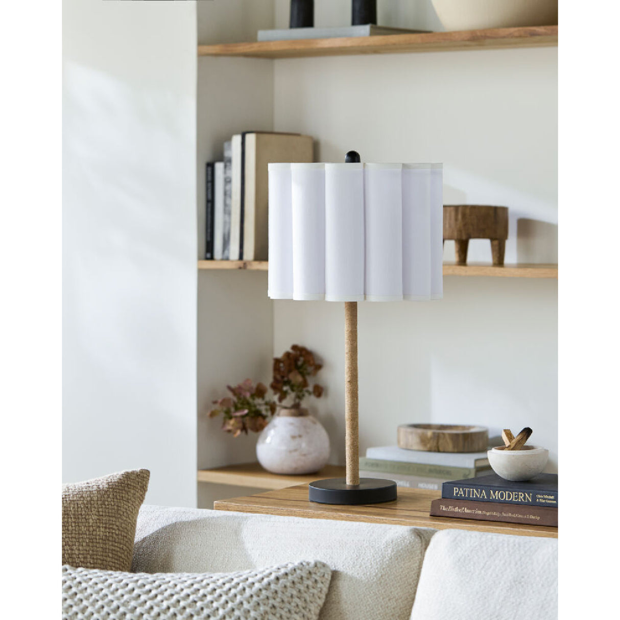 Modern European furniture - Cream Linen Pleated Table Lamp - www.oroa.com | Oroa.com
