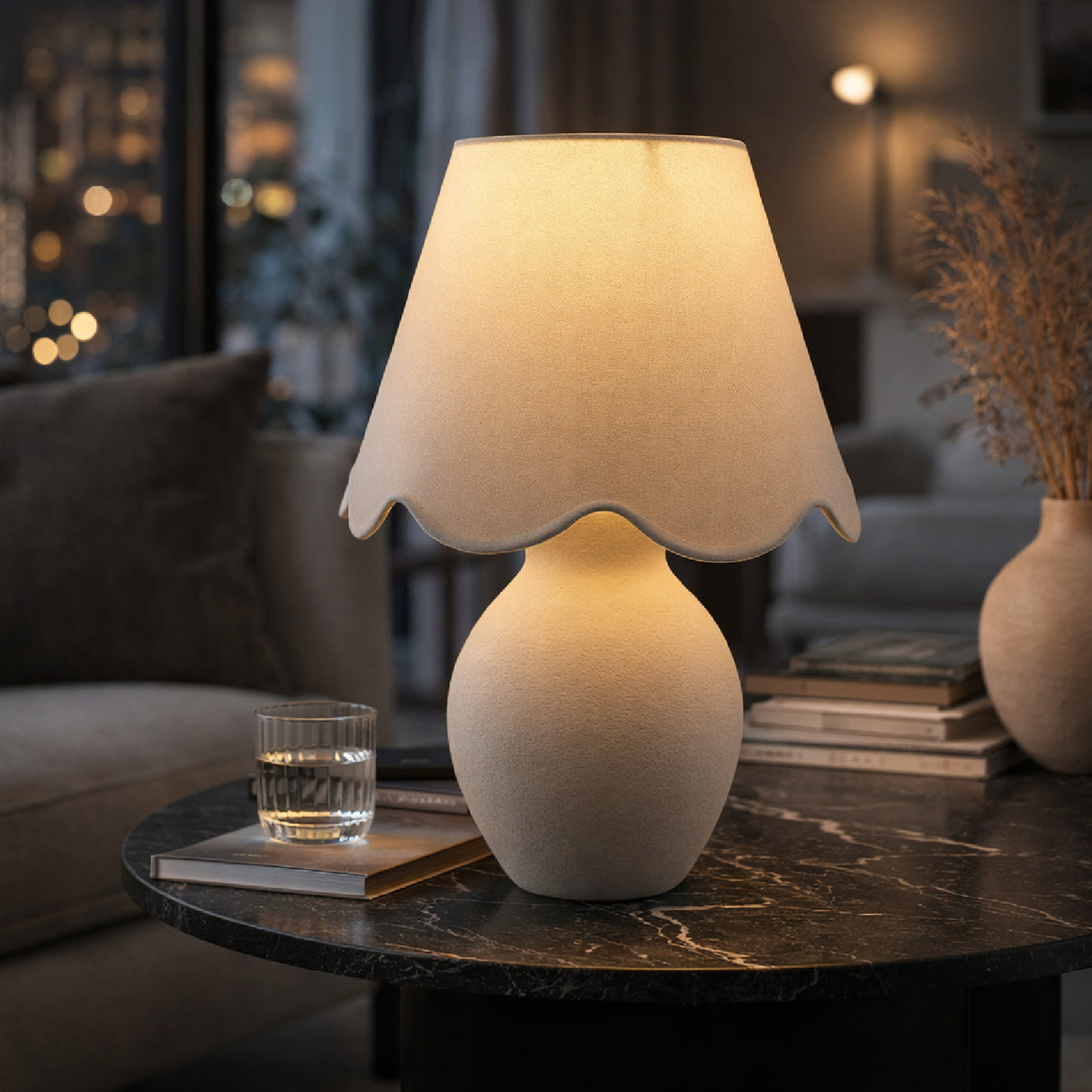 Modern European furniture - Scalloped White Cotton Table Lamp - www.oroa.com | Oroa.com