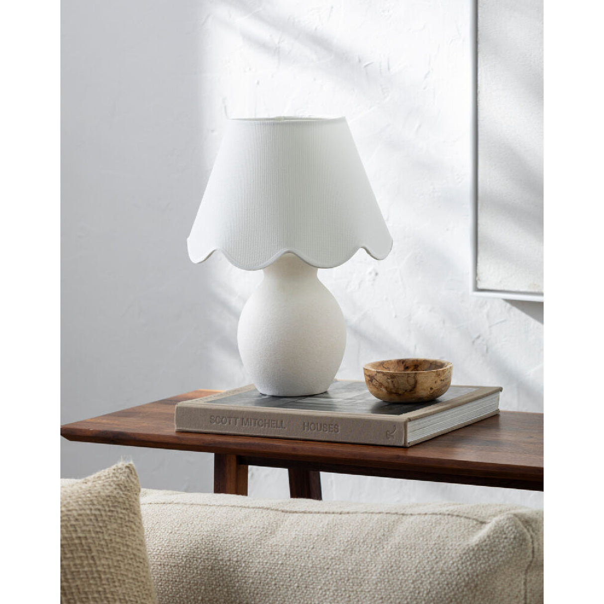 Modern European furniture - Scalloped White Cotton Table Lamp - www.oroa.com | Oroa.com