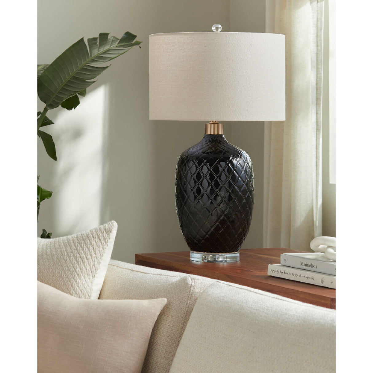 Modern European furniture - Carved Ceramic Linen Table Lamp - www.oroa.com | Oroa.com