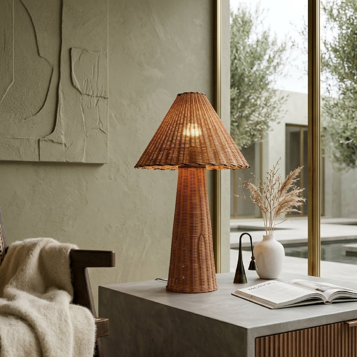 Modern European furniture - Empire Brown Rattan Table Lamp - www.oroa.com | Oroa.com
