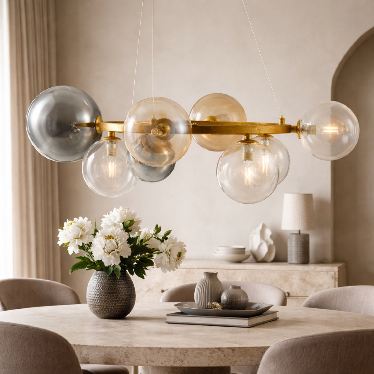Modern European furniture - Clear Glass Orbs 8-Light Chandelier - www.oroa.com | Oroa.com