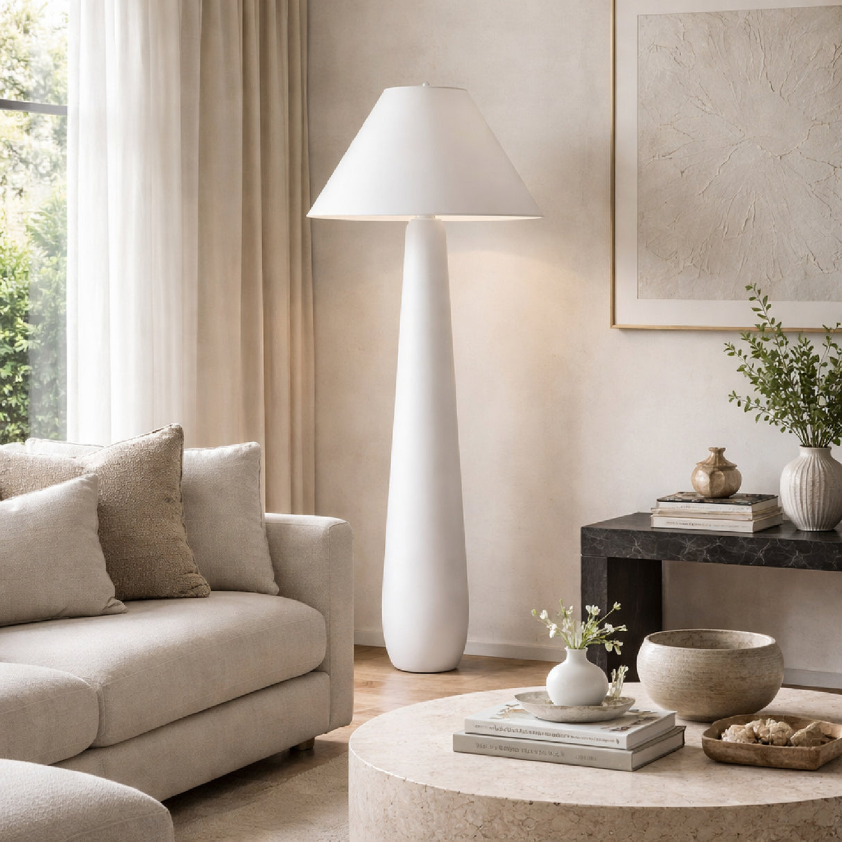 Modern European furniture - Empire Linen Shade Floor Lamp - www.oroa.com | Oroa.com