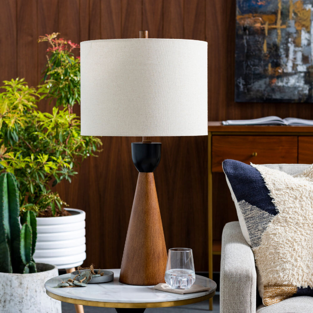 Modern European furniture - Beige Drum Linen Table Lamp - www.oroa.com | Oroa.com