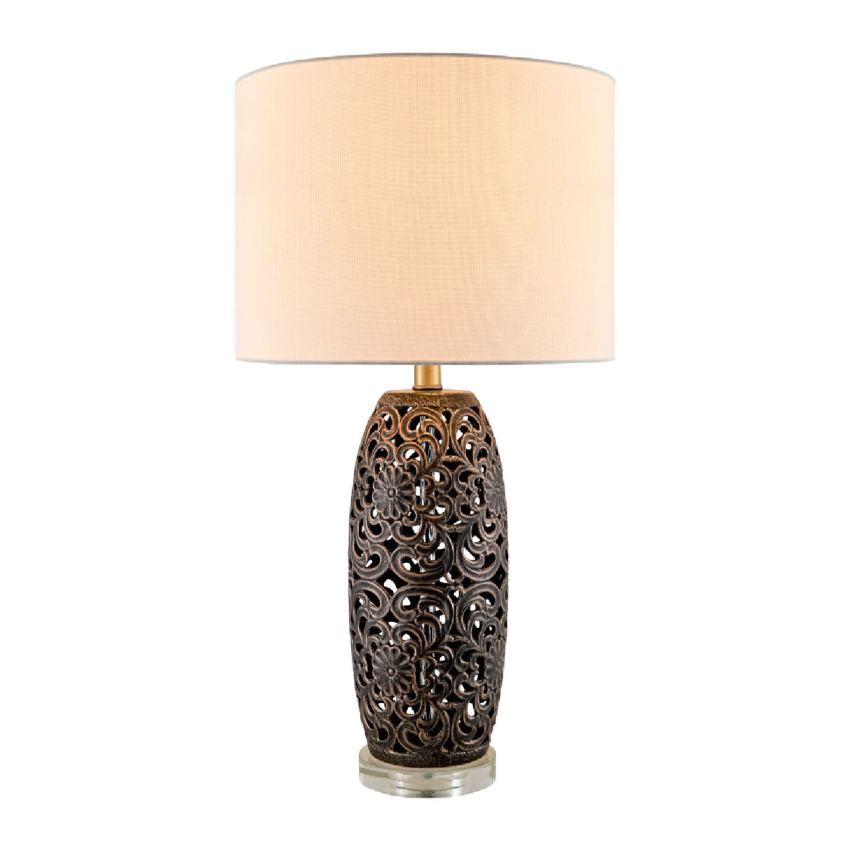 Modern European furniture - Floral Carved Ceramic Table Lamp - www.oroa.com | Oroa.com