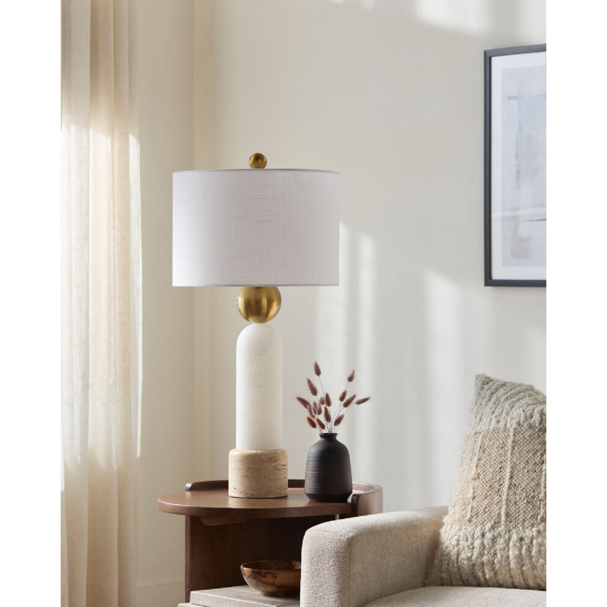 Modern European furniture - White Stone Modern Table Lamp - www.oroa.com | Oroa.com