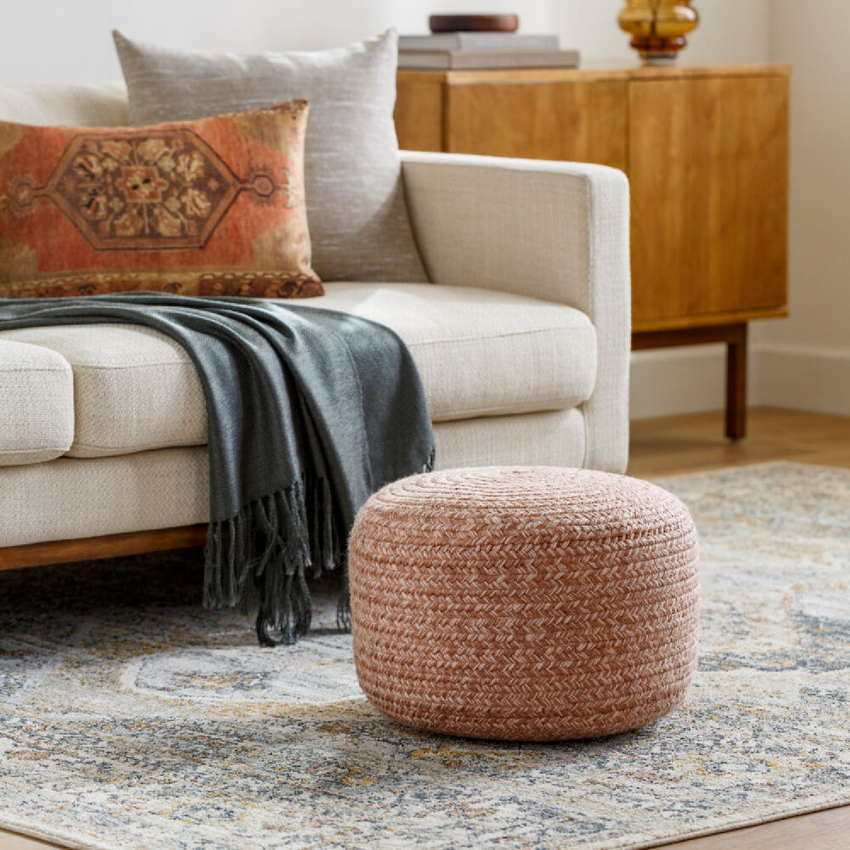 Modern furniture - Round Woven Outdoor Pouf - www.oroa.com | Oroa.com