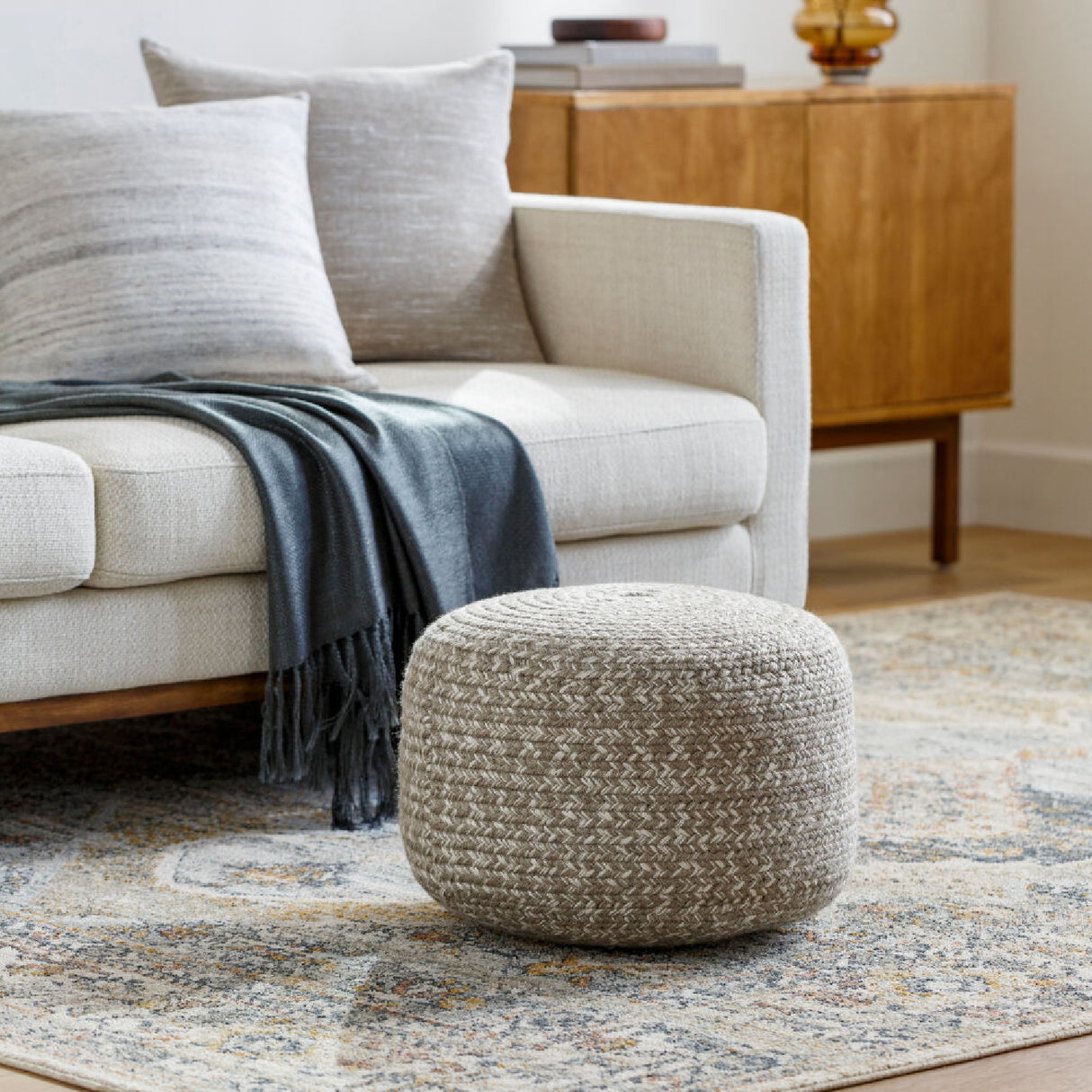 Modern furniture - Round Woven Outdoor Pouf - www.oroa.com | Oroa.com
