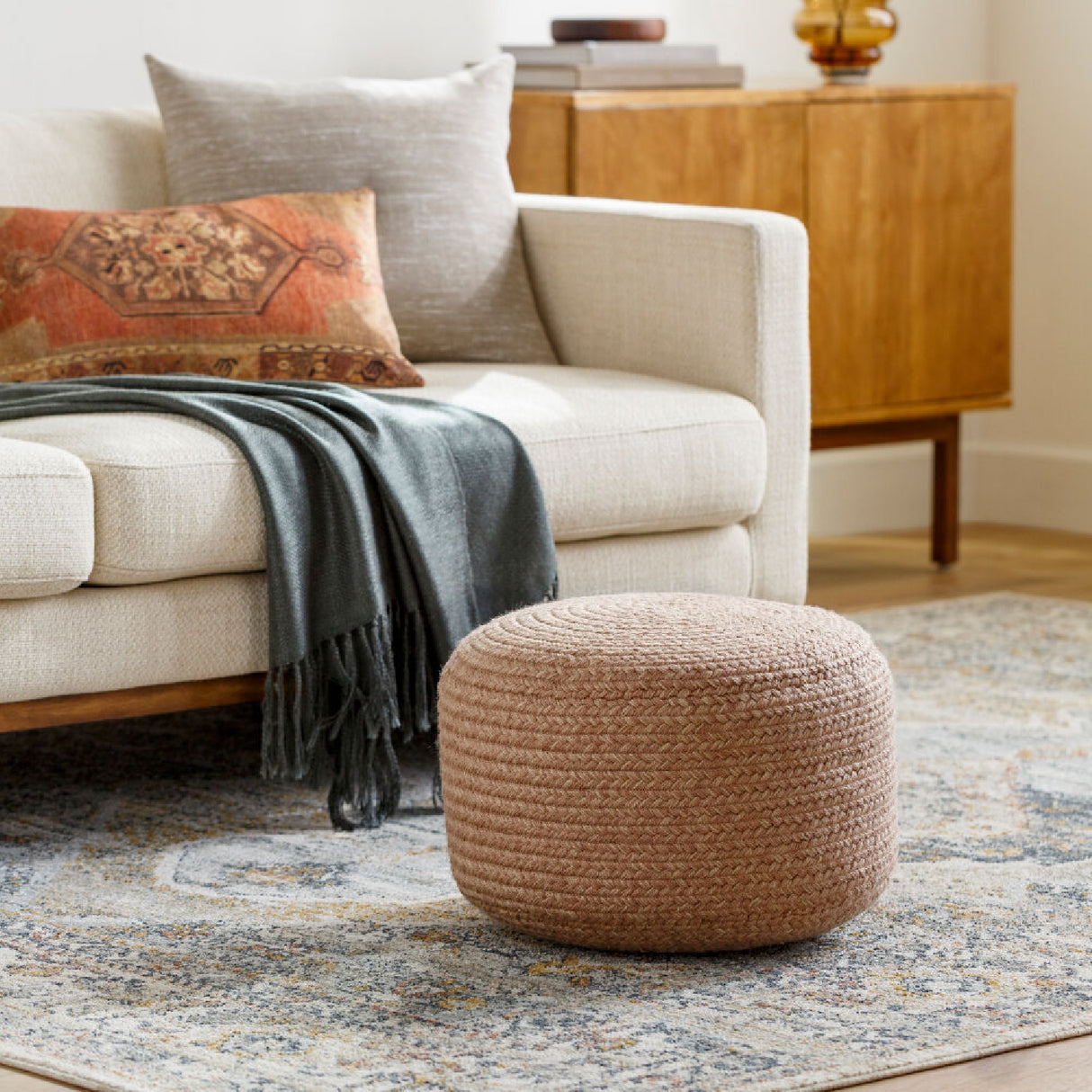 Modern furniture - Round Woven Outdoor Pouf - www.oroa.com | Oroa.com