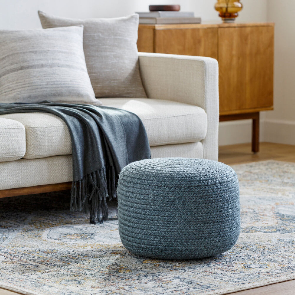 Modern furniture - Round Woven Outdoor Pouf - www.oroa.com | Oroa.com