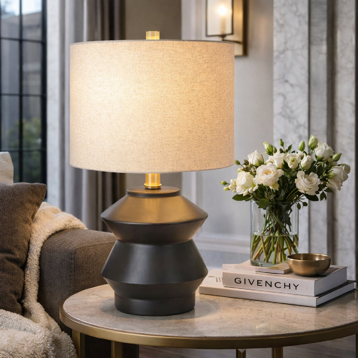 Modern European furniture - Geometrical Glazed Ceramic Table Lamp - www.oroa.com | Oroa.com