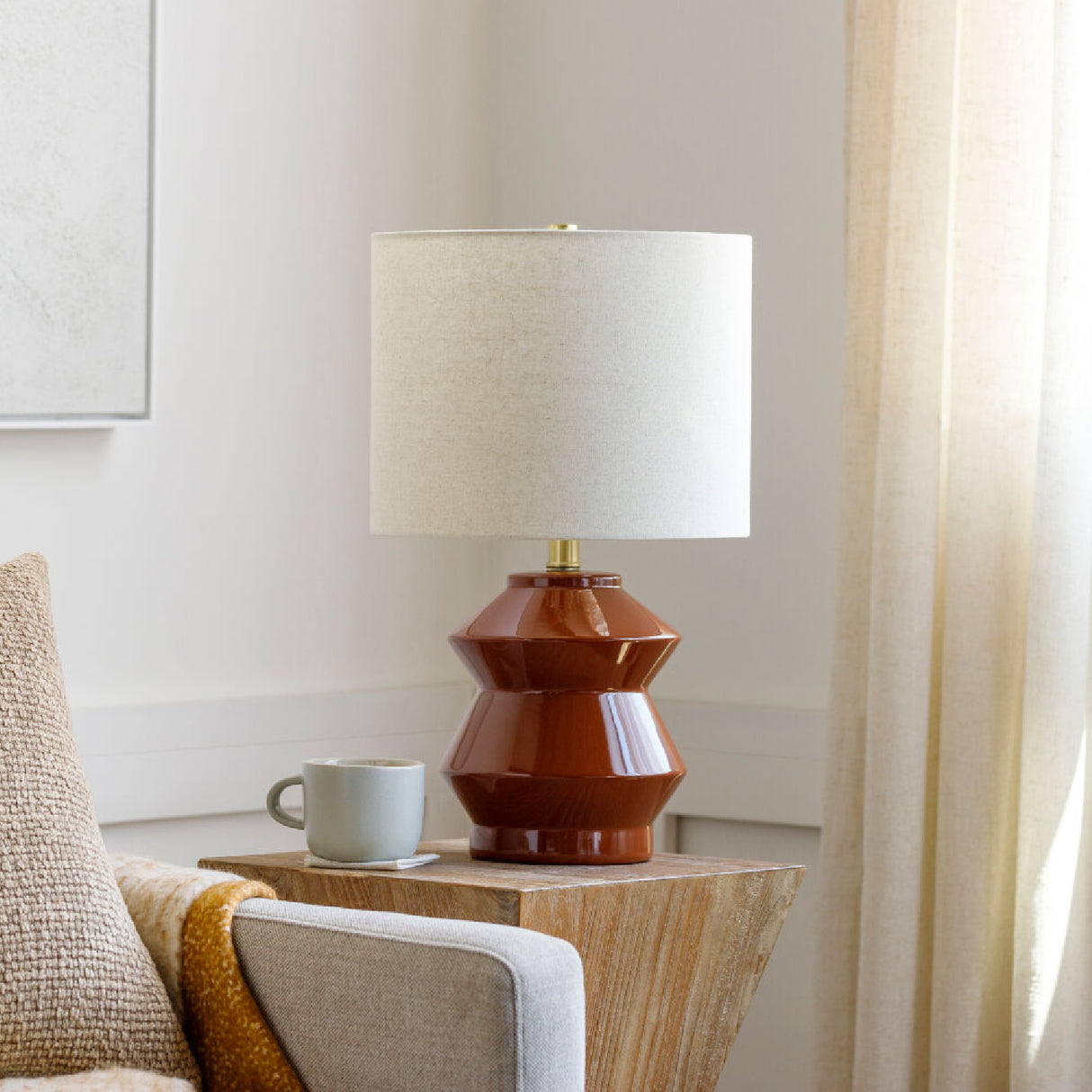 Modern European furniture - Geometrical Glazed Ceramic Table Lamp - www.oroa.com | Oroa.com