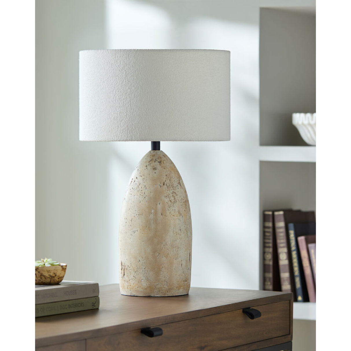 Modern European furniture - Beige Concrete Accent Table Lamp - www.oroa.com | Oroa.com