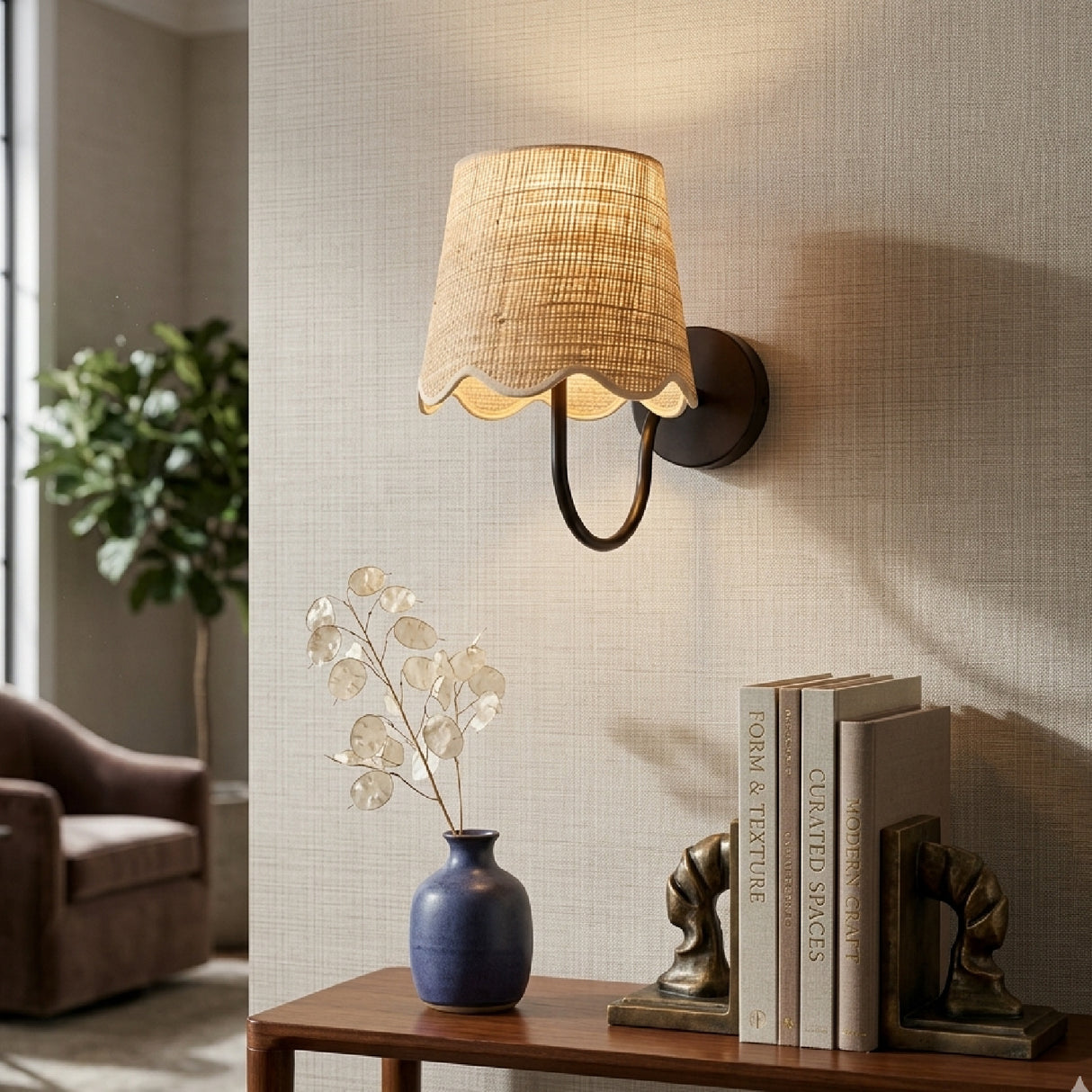 Modern European furniture - Scalloped Rattan Wall Lamp - www.oroa.com | Oroa.com