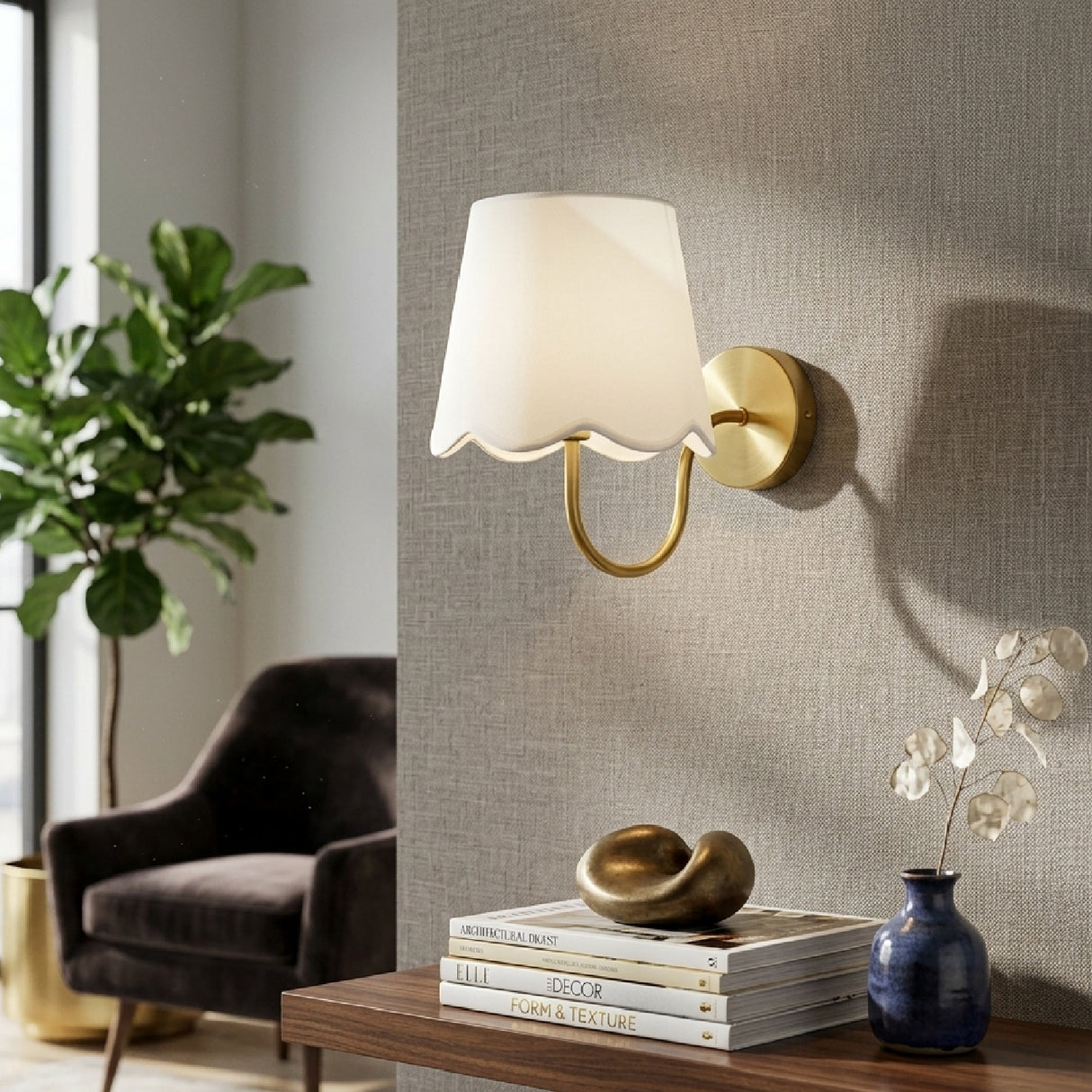 Modern European furniture - Scalloped Linen Wall Lamp - www.oroa.com | Oroa.com