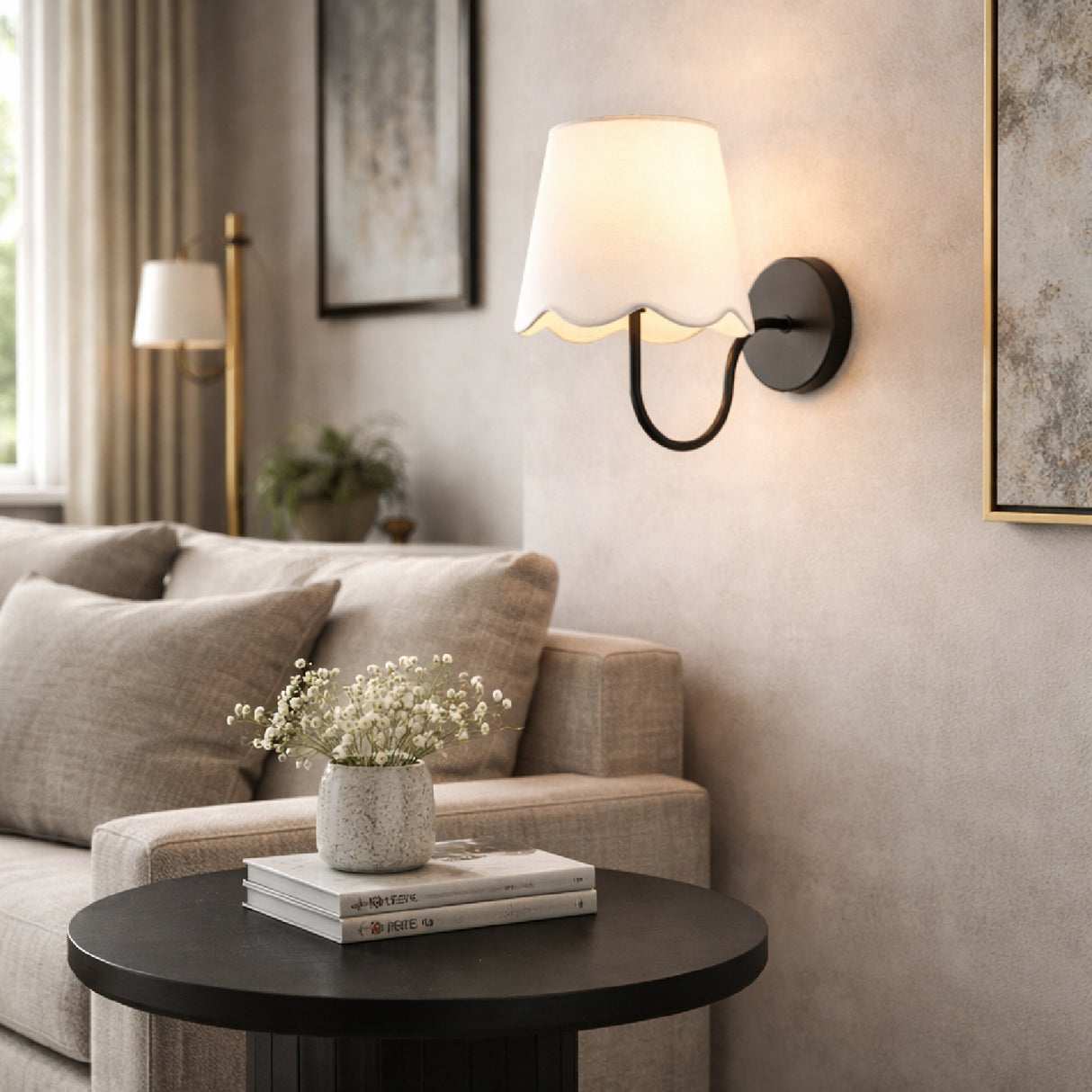 Modern European furniture - Scalloped Linen Wall Lamp - www.oroa.com | Oroa.com