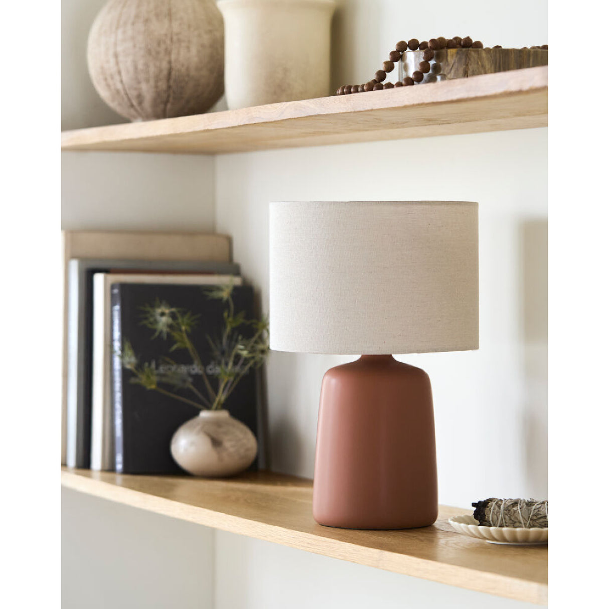 Modern European furniture - Beige Linen Ceramic Table Lamp L - www.oroa.com | Oroa.com