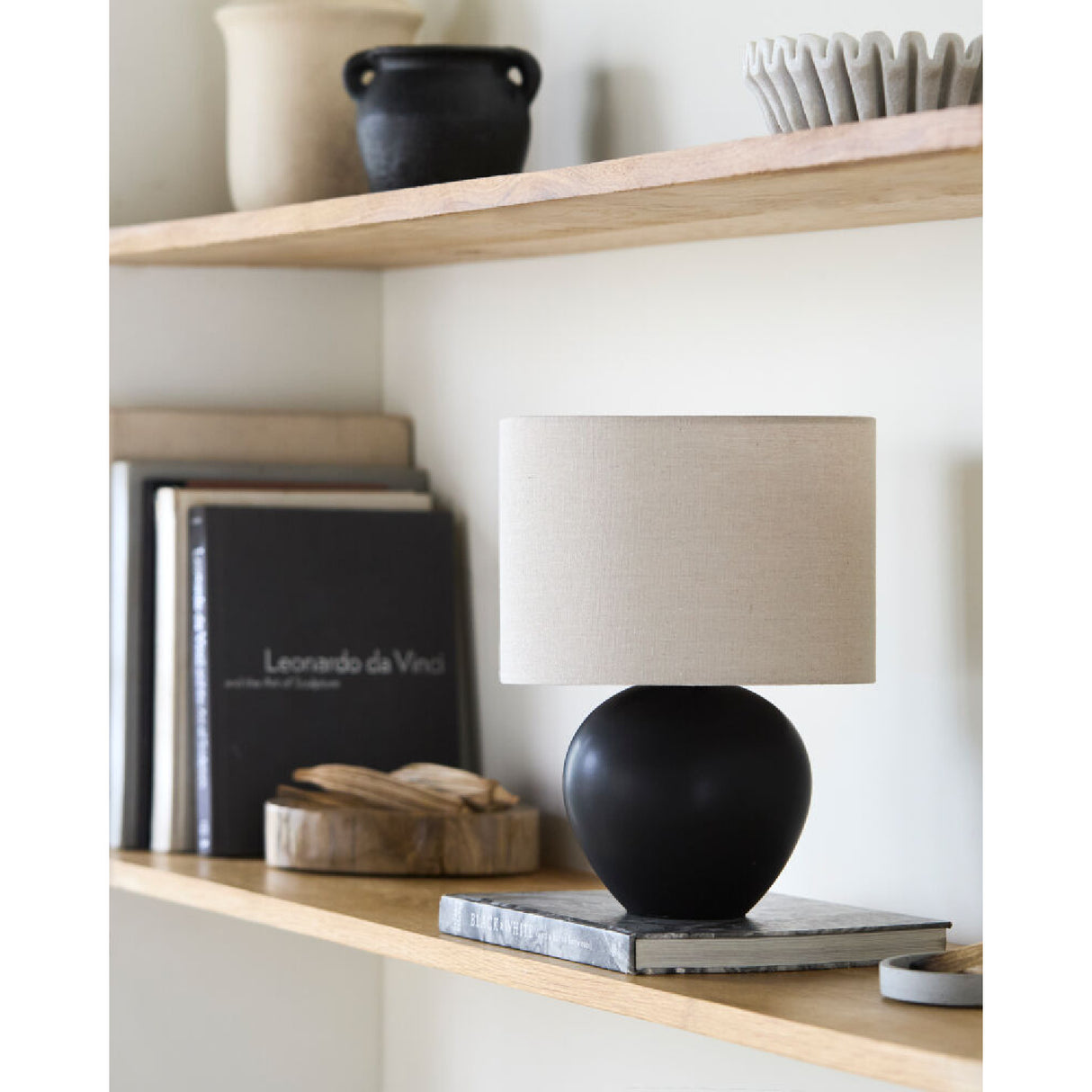 Modern European furniture - Rounded Ceramic Linen Table Lamp - www.oroa.com | Oroa.com