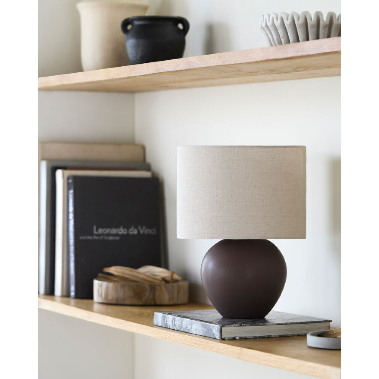 Modern European furniture - Rounded Ceramic Linen Table Lamp - www.oroa.com | Oroa.com