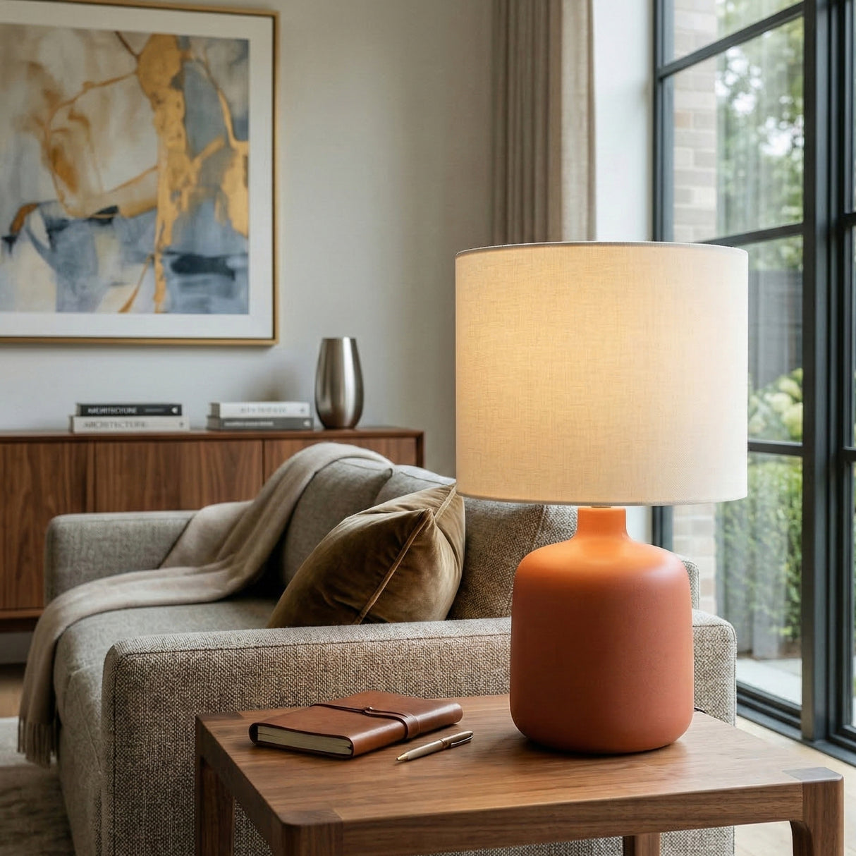 Modern European furniture - White Jute Ceramic Table Lamp - www.oroa.com | Oroa.com