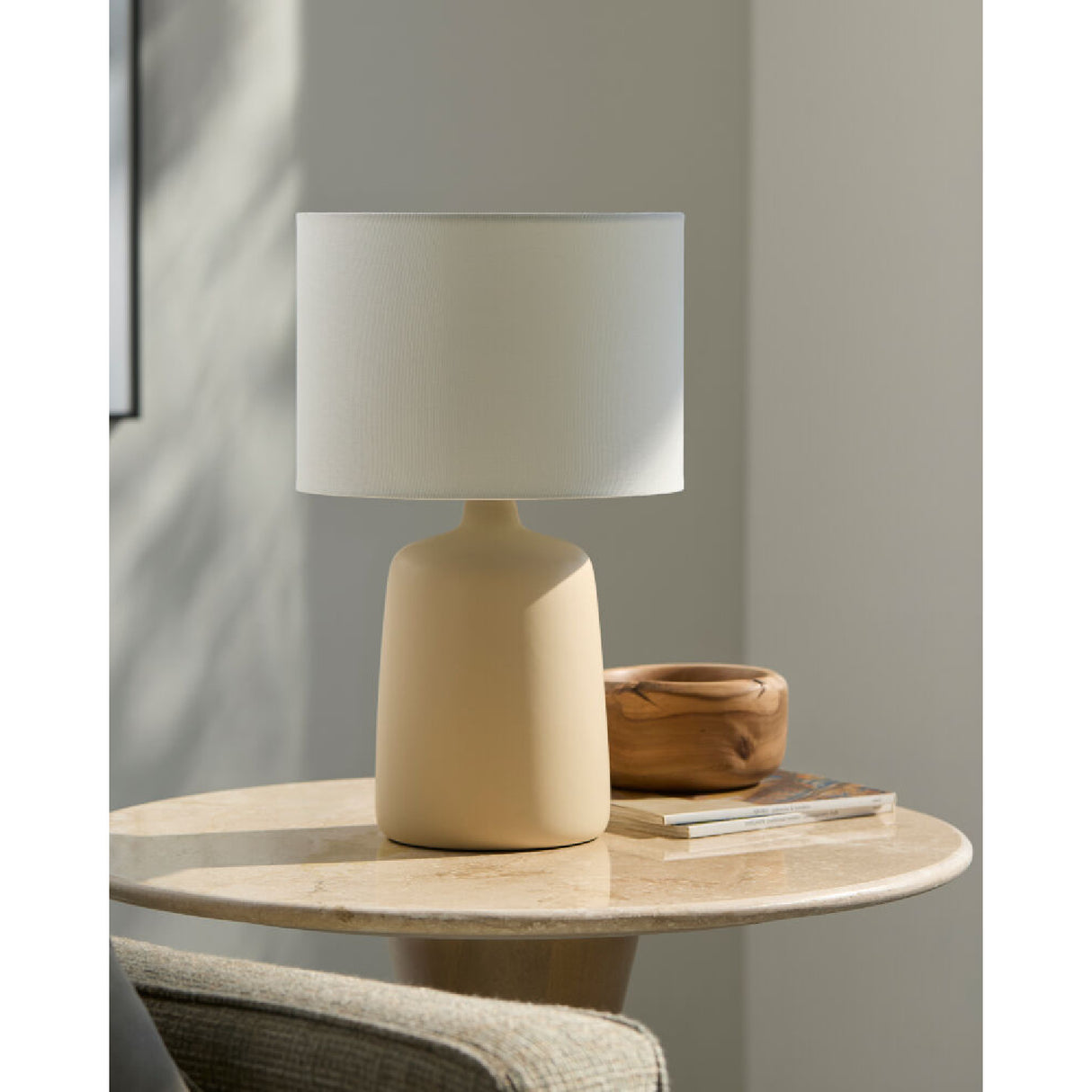 Modern European furniture - Ceramic White Linen Table Lamp - www.oroa.com | Oroa.com