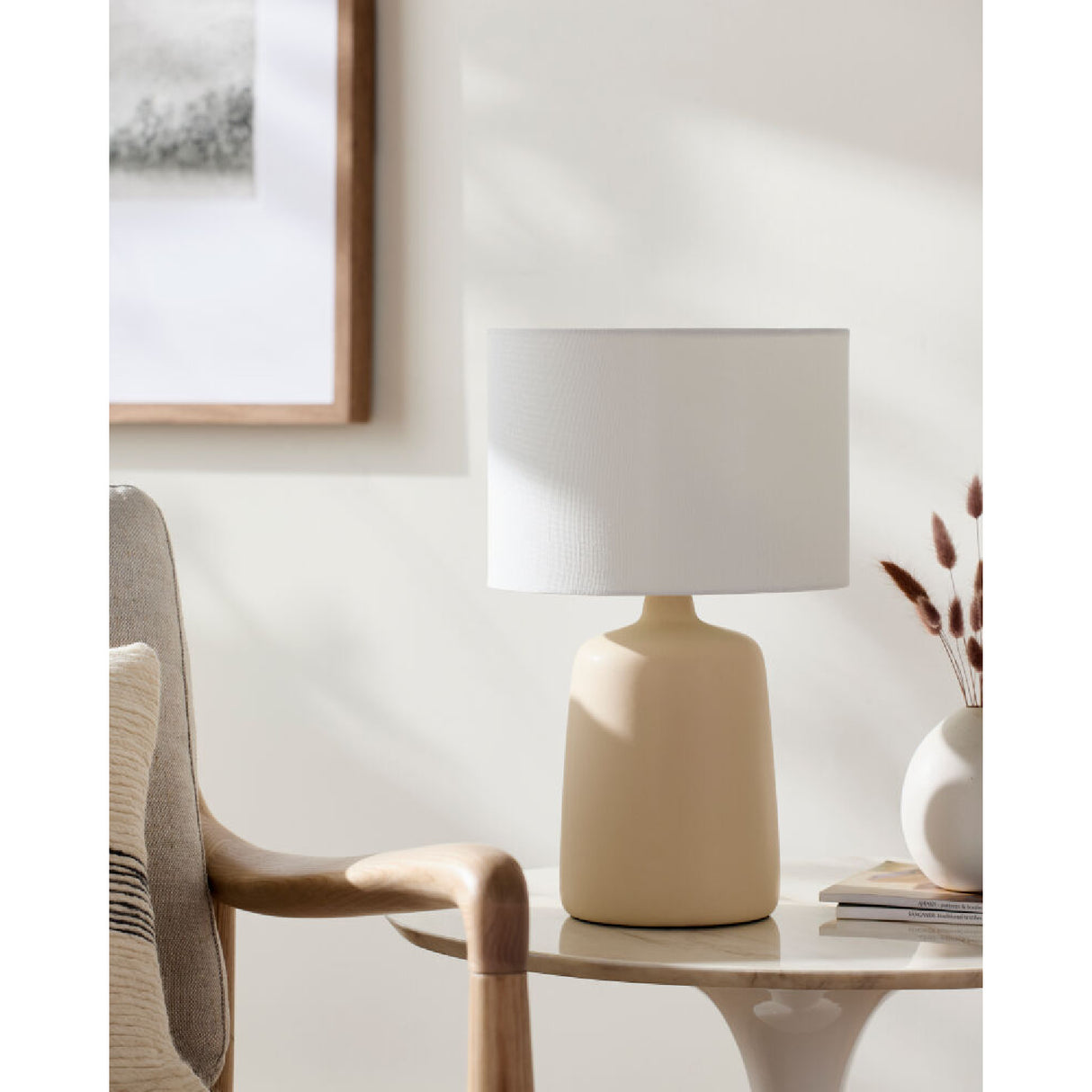 Modern European furniture - Ceramic White Linen Table Lamp - www.oroa.com | Oroa.com