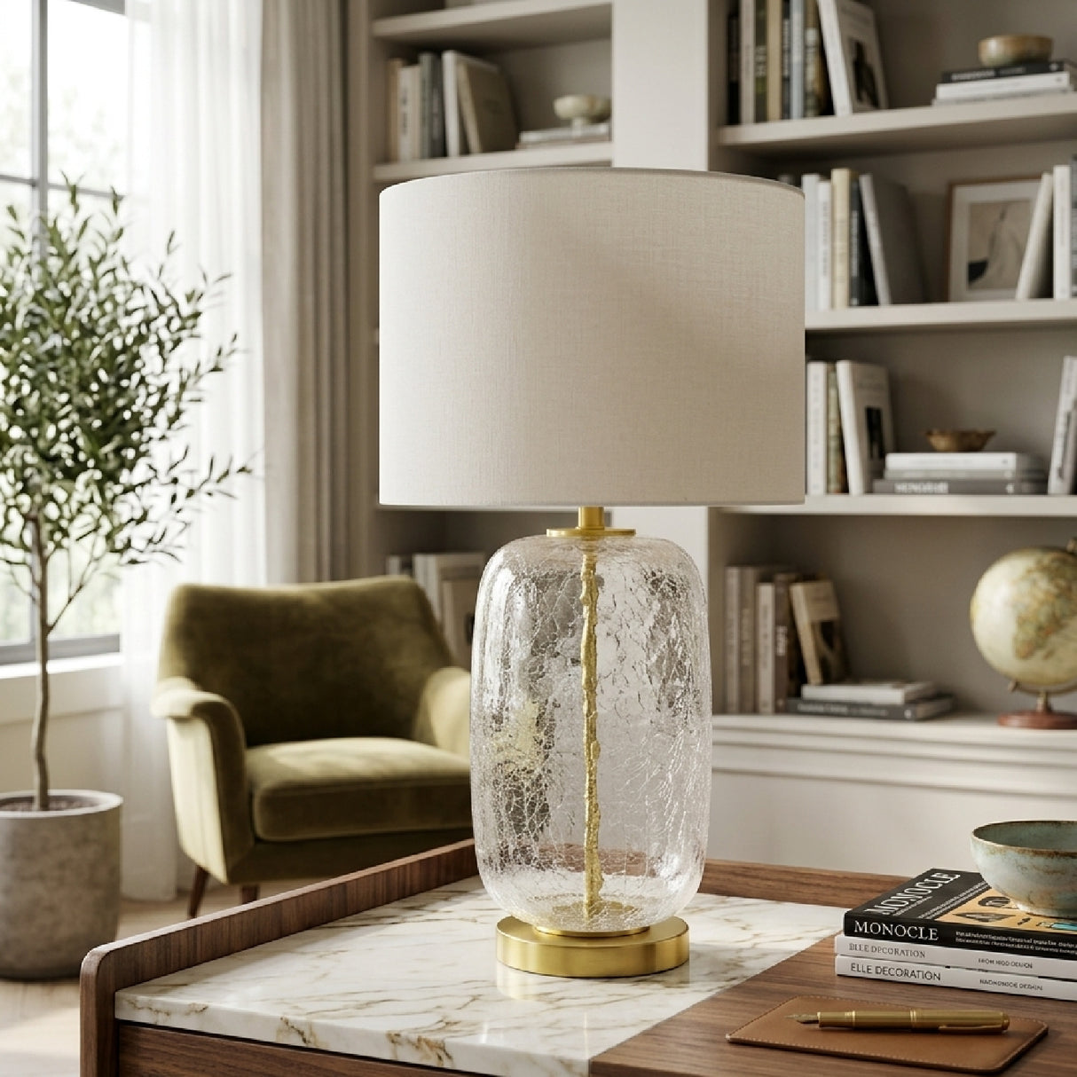 Modern European furniture - Clear Glass Accent Table Lamp - www.oroa.com | Oroa.com