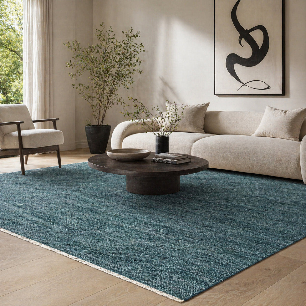 Modern European furniture - Hand-Knotted Wool Fringed Square Carpet - www.oroa.com | Oroa.com