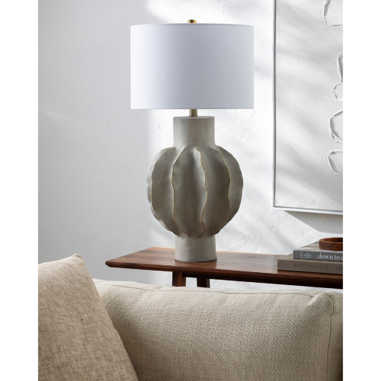 Modern European furniture - Gray Scuptured Accent Table Lamp - www.oroa.com | Oroa.com