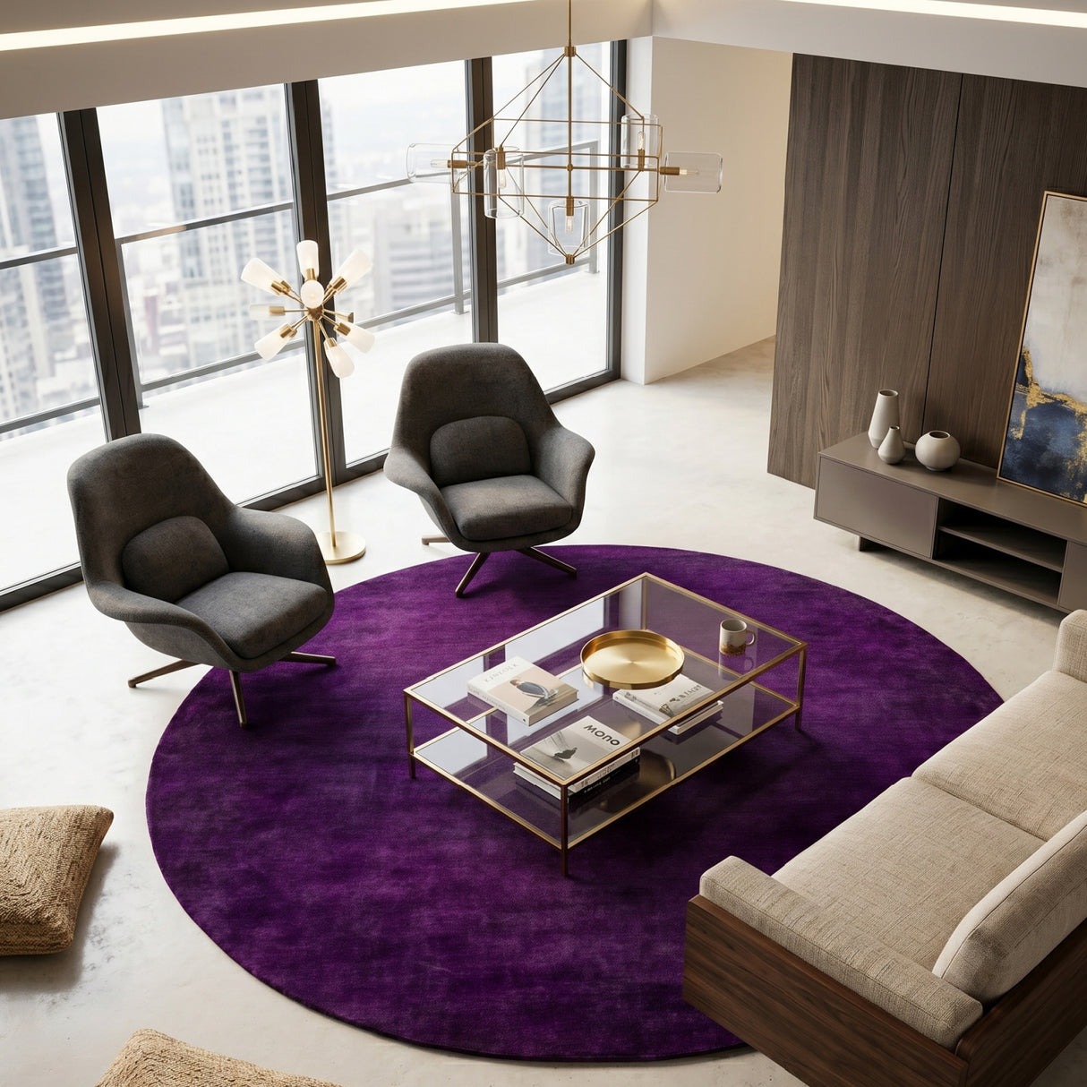 Modern furniture - Hand-Loomed Wool Fringe Round Carpet - www.oroa.com | Oroa.com