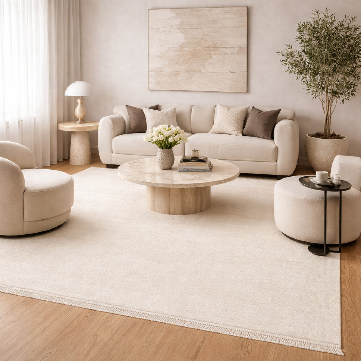 Modern European furniture - Hand-Loomed Wool Fringe Square Carpet - www.oroa.com | Oroa.com
