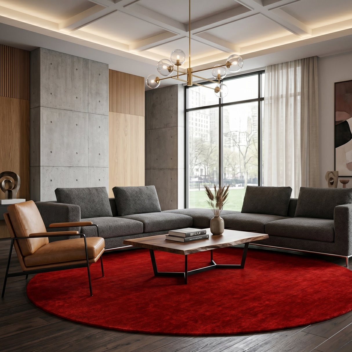 Modern furniture - Hand-Loomed Wool Fringe Round Carpet - www.oroa.com | Oroa.com