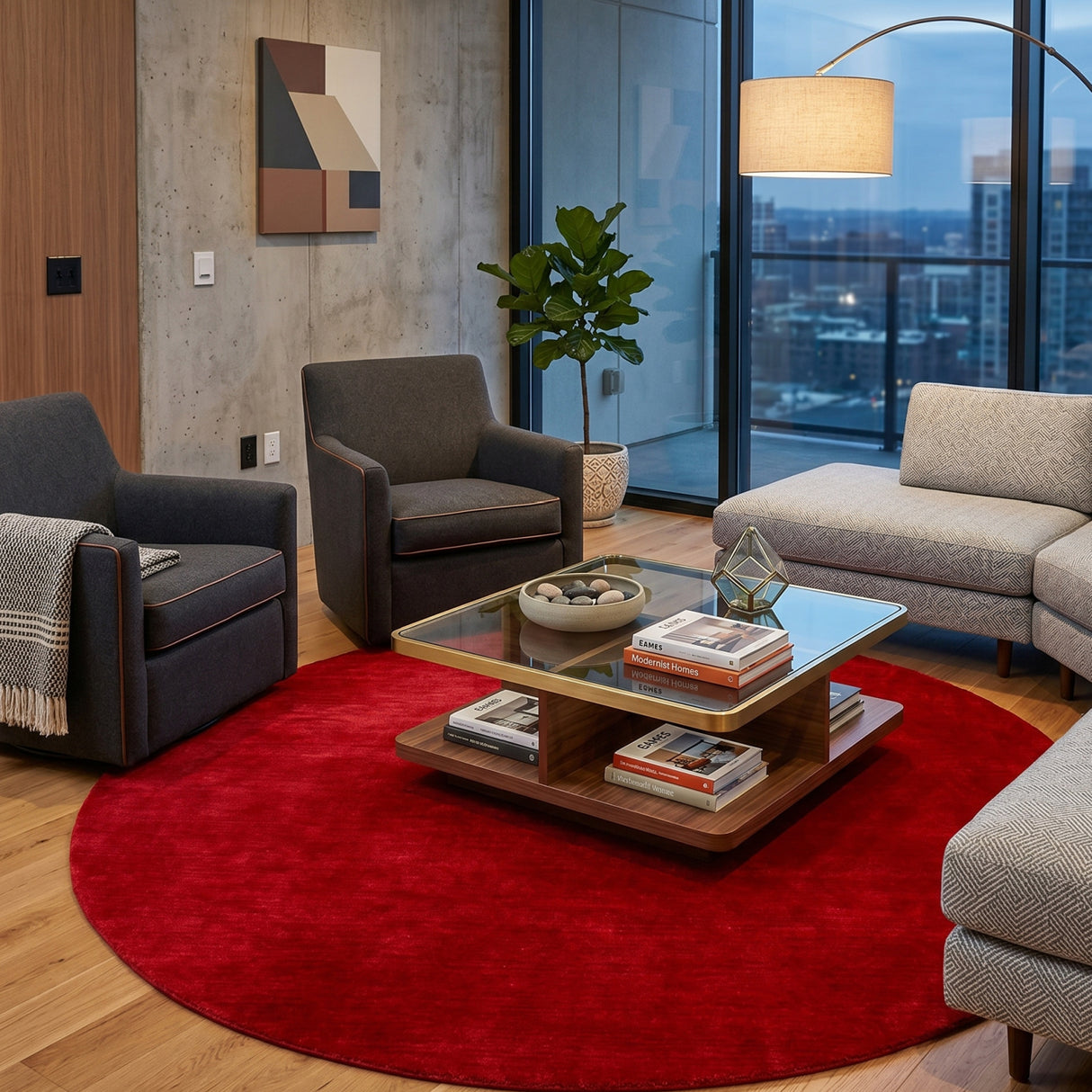Modern furniture - Hand-Loomed Wool Fringe Round Carpet - www.oroa.com | Oroa.com