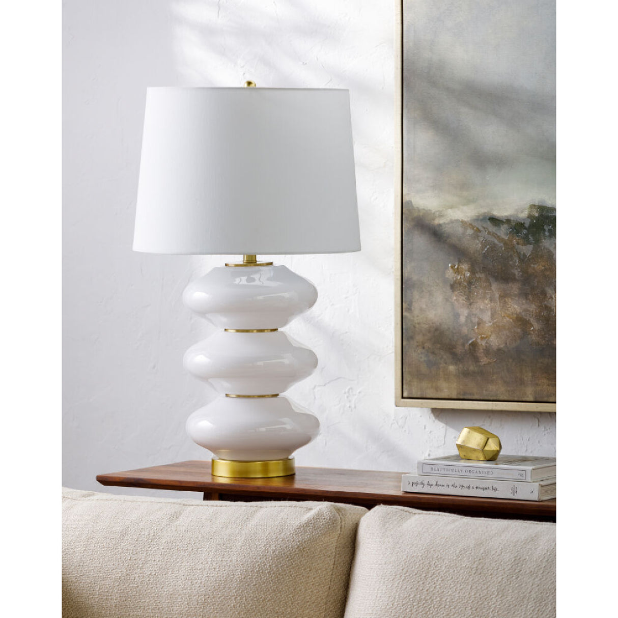 Modern European furniture - White Glass Accent Table Lamp - www.oroa.com | Oroa.com