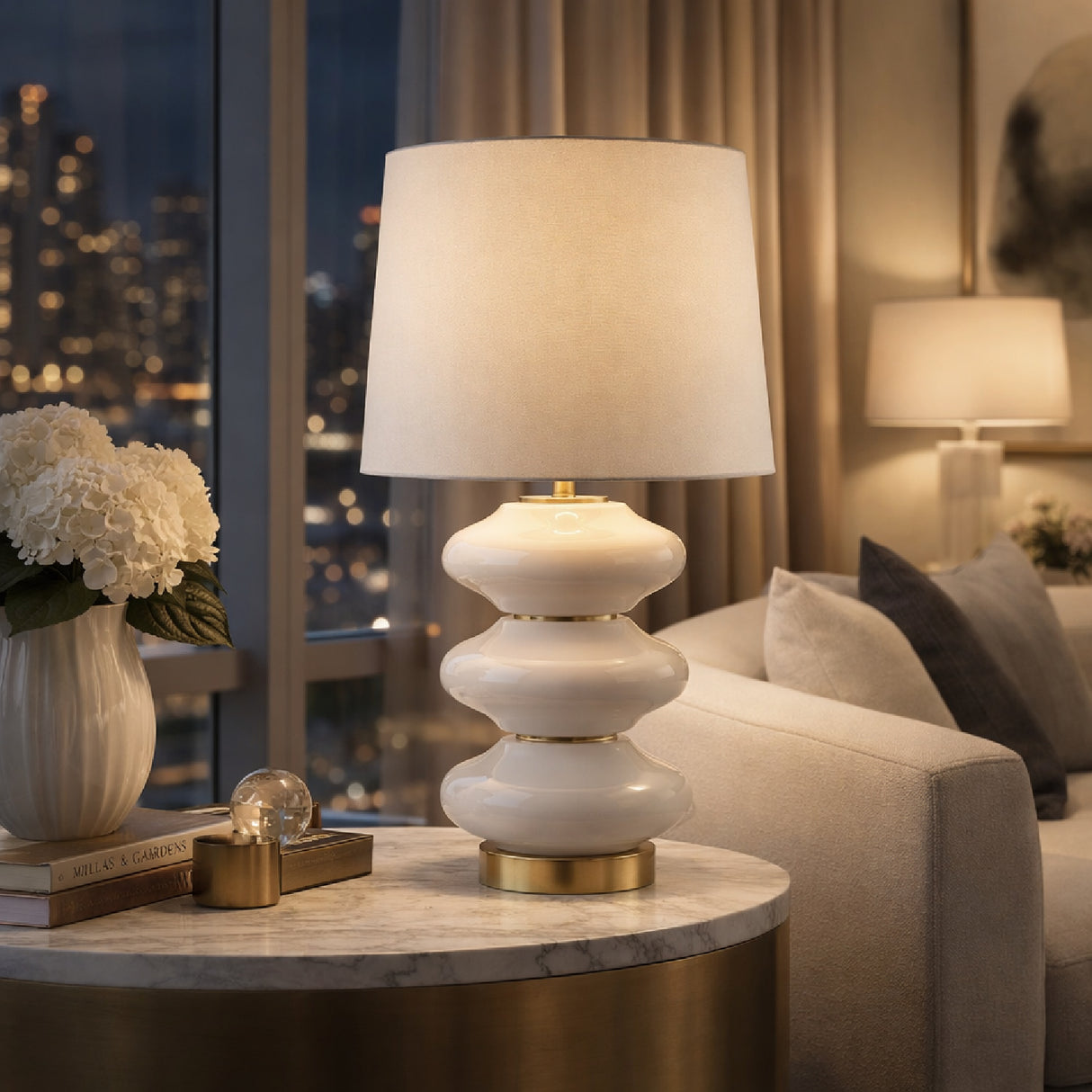 Modern European furniture - White Glass Accent Table Lamp - www.oroa.com | Oroa.com