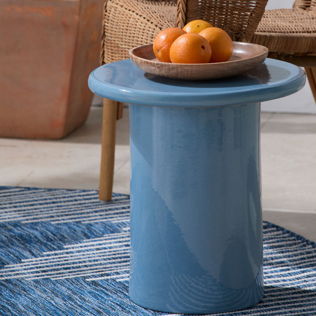 Modern European furniture - Blue Ceramic Outdoor Stool - www.oroa.com | Oroa.com