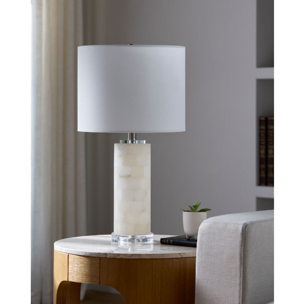 Modern European furniture - Burnished Cream Stone Table Lamp - www.oroa.com | Oroa.com