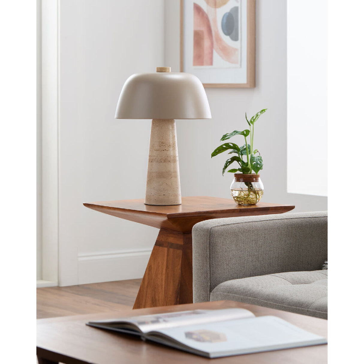 Modern European furniture - Metal Shade Travertine Table Lamp L - www.oroa.com | Oroa.com