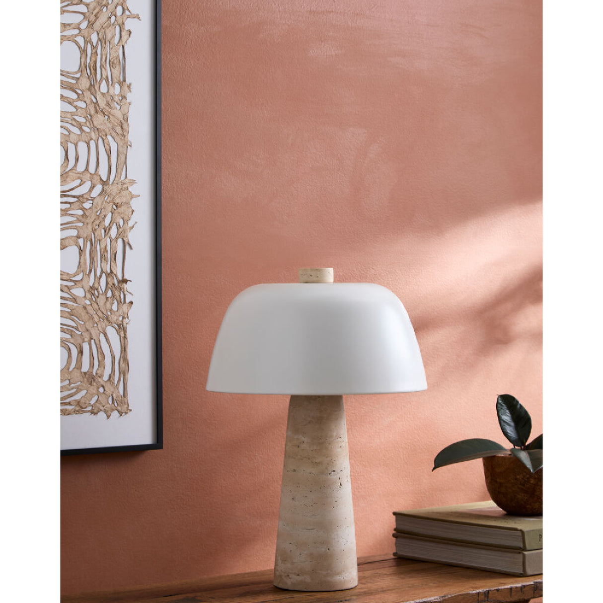 Modern European furniture - Metal Shade Travertine Table Lamp L - www.oroa.com | Oroa.com