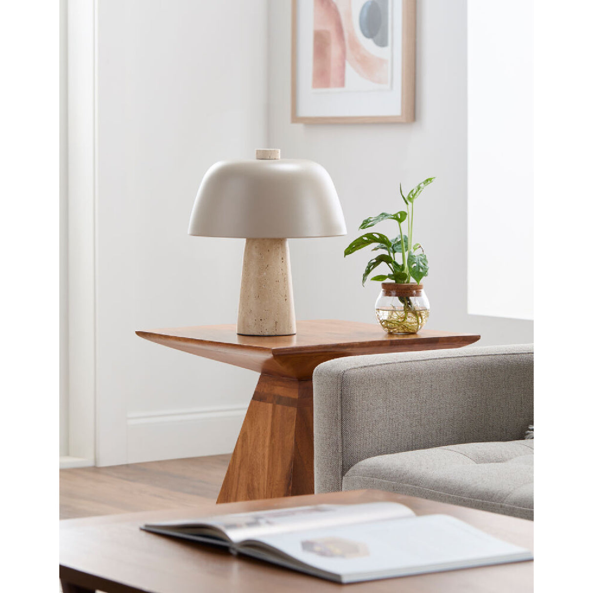 Modern European furniture - Metal Shade Travertine Table Lamp S - www.oroa.com | Oroa.com