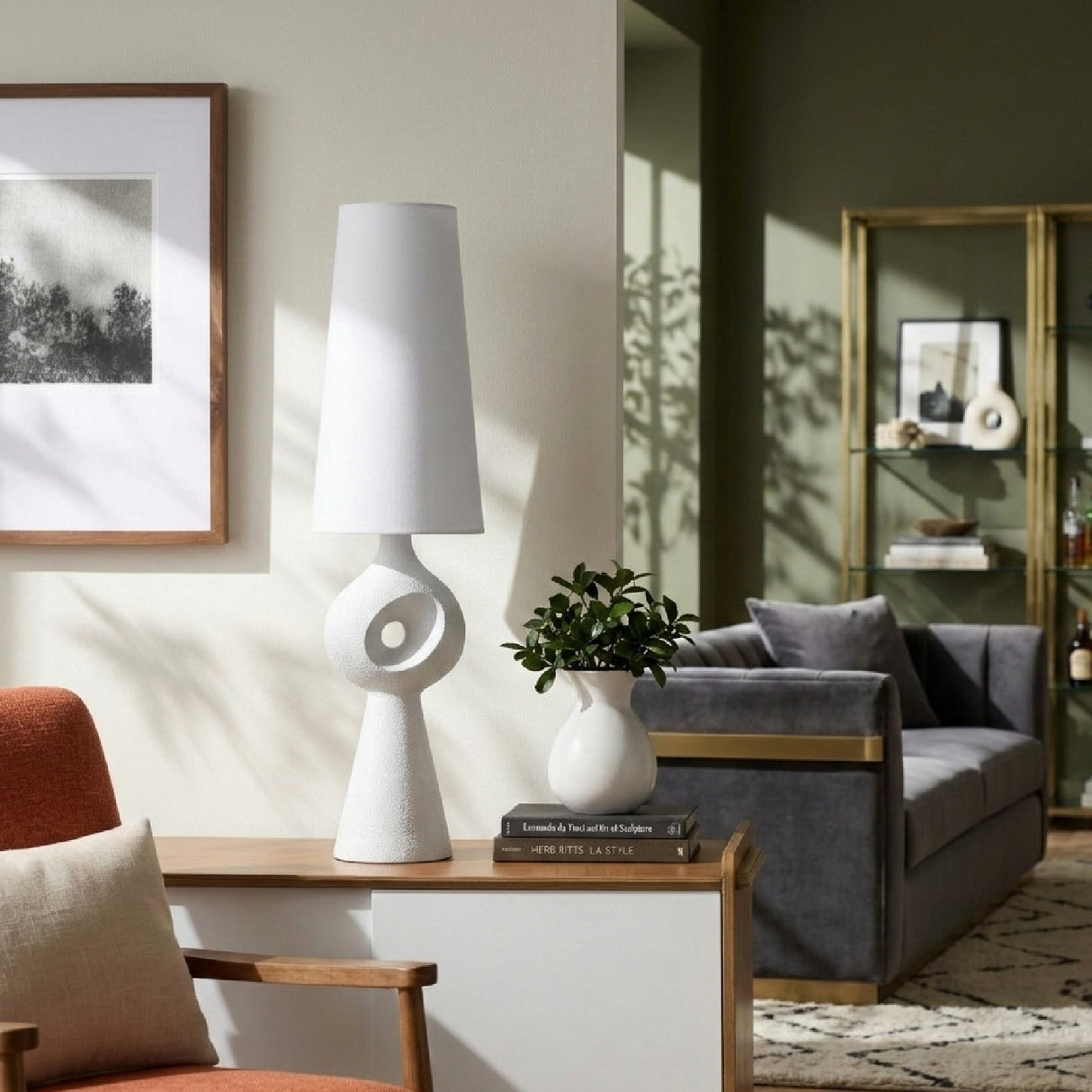 Modern European furniture - Sculptured Base Accent Table Lamp - www.oroa.com | Oroa.com