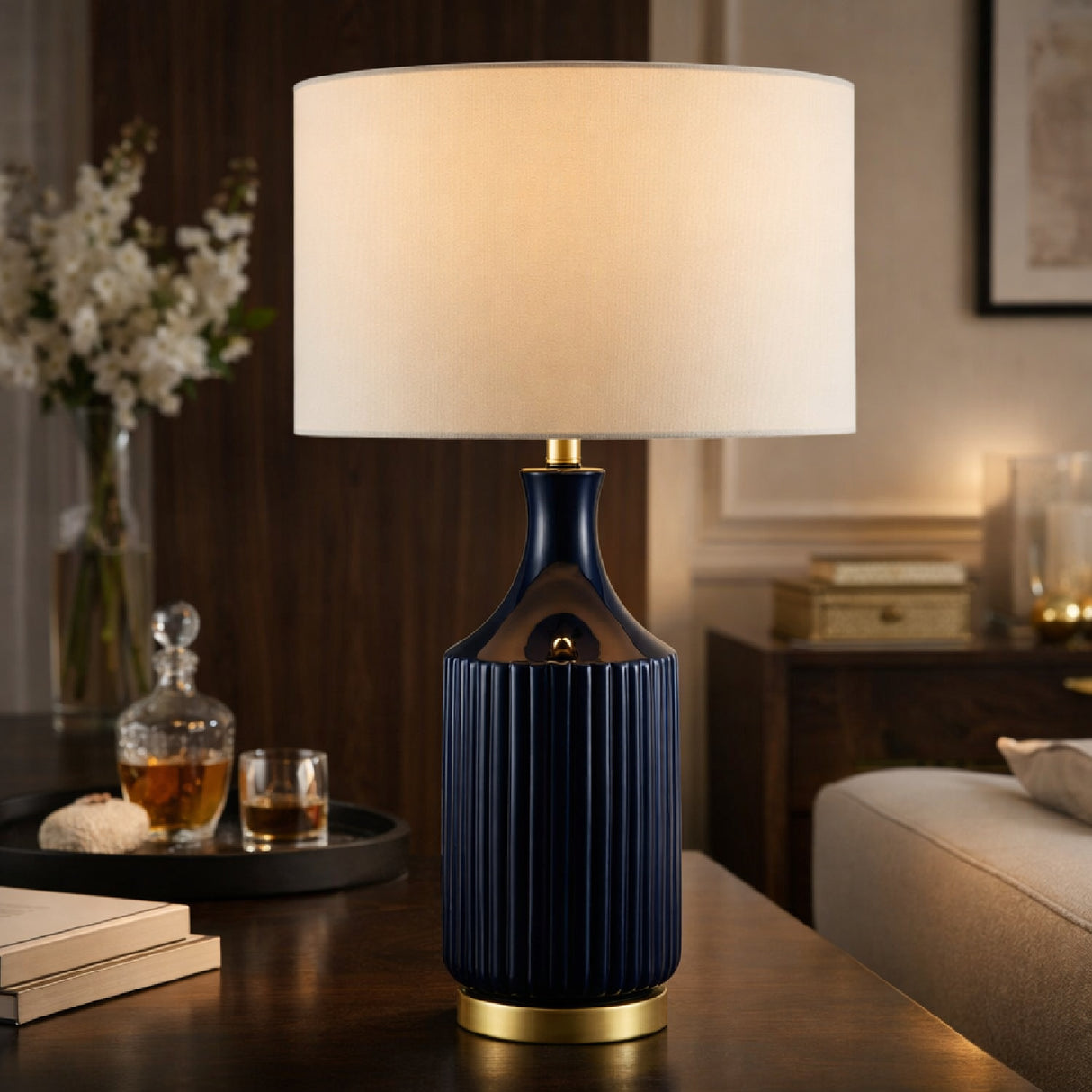 Modern European furniture - Fluted Glazed Ceramic Table Lamp - www.oroa.com | Oroa.com