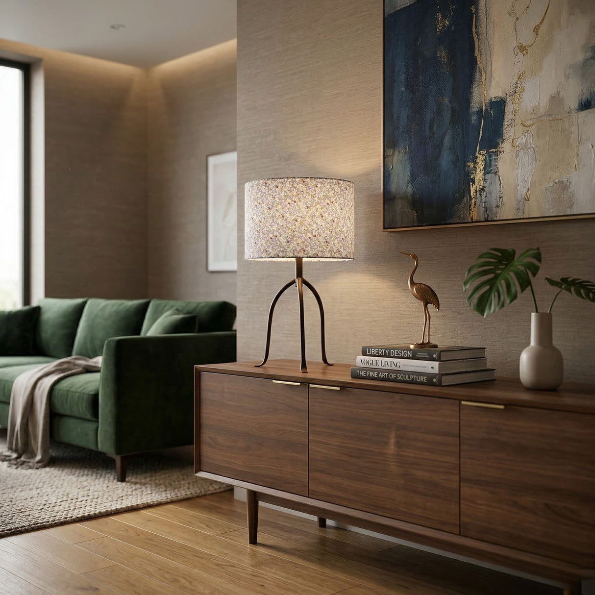 Modern European furniture - Floral Print Linen Table Lamp S - www.oroa.com | Oroa.com