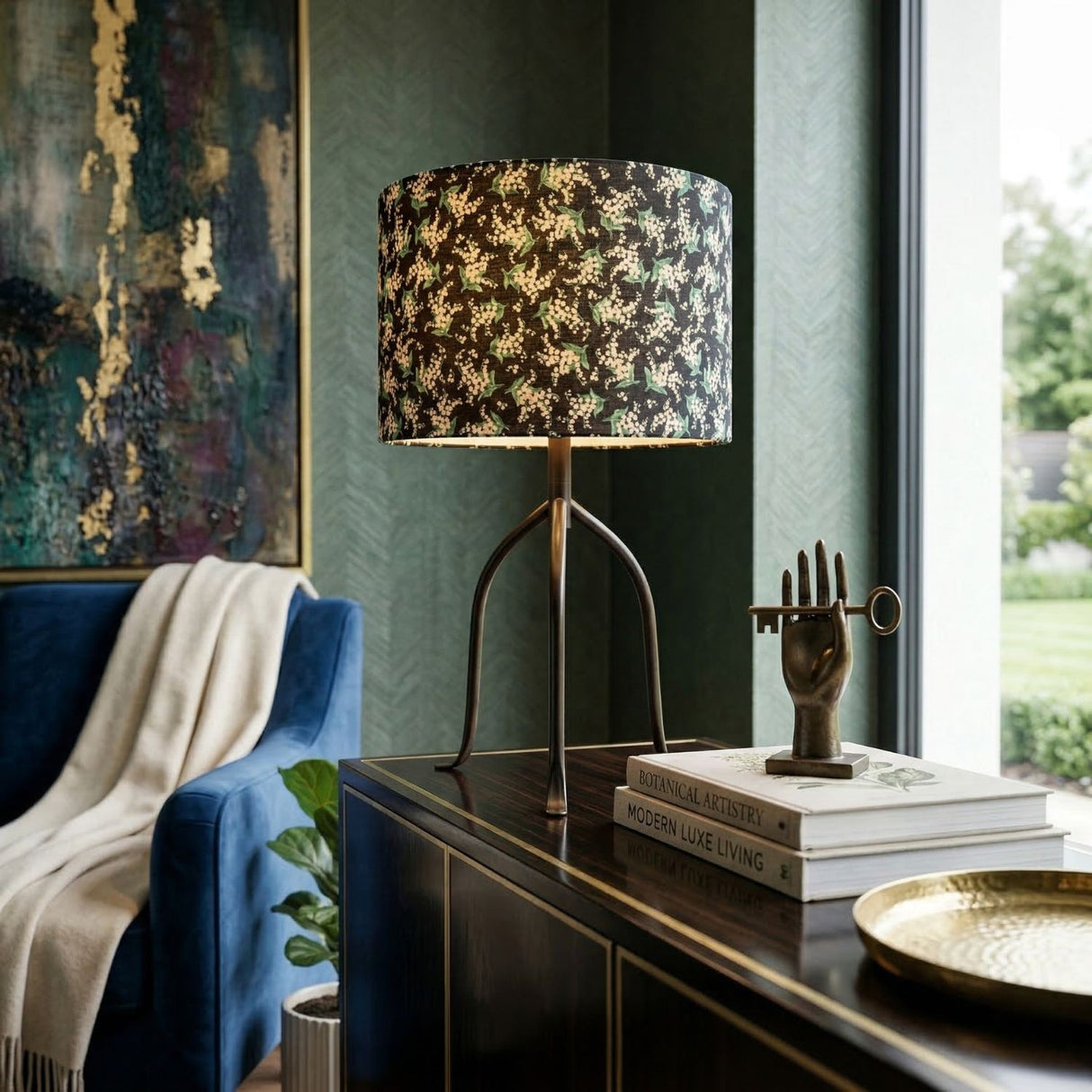 Modern European furniture - Floral Print Linen Table Lamp S - www.oroa.com | Oroa.com